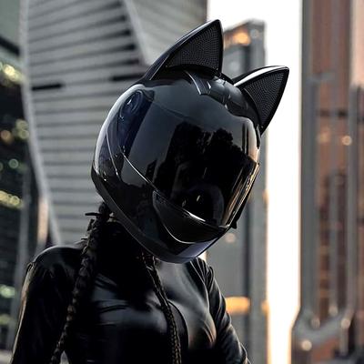 HNJ Removable Cat Ears Helmets Detachable Bow Casco Motocross Motorcycle Helmet Full Face Casco Moto Breathable Motocross Helmet