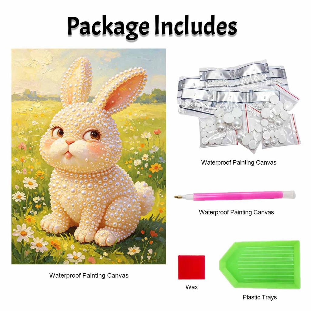 Pearl painting kit cute rabbit floral meadow DIY home decoration painting
