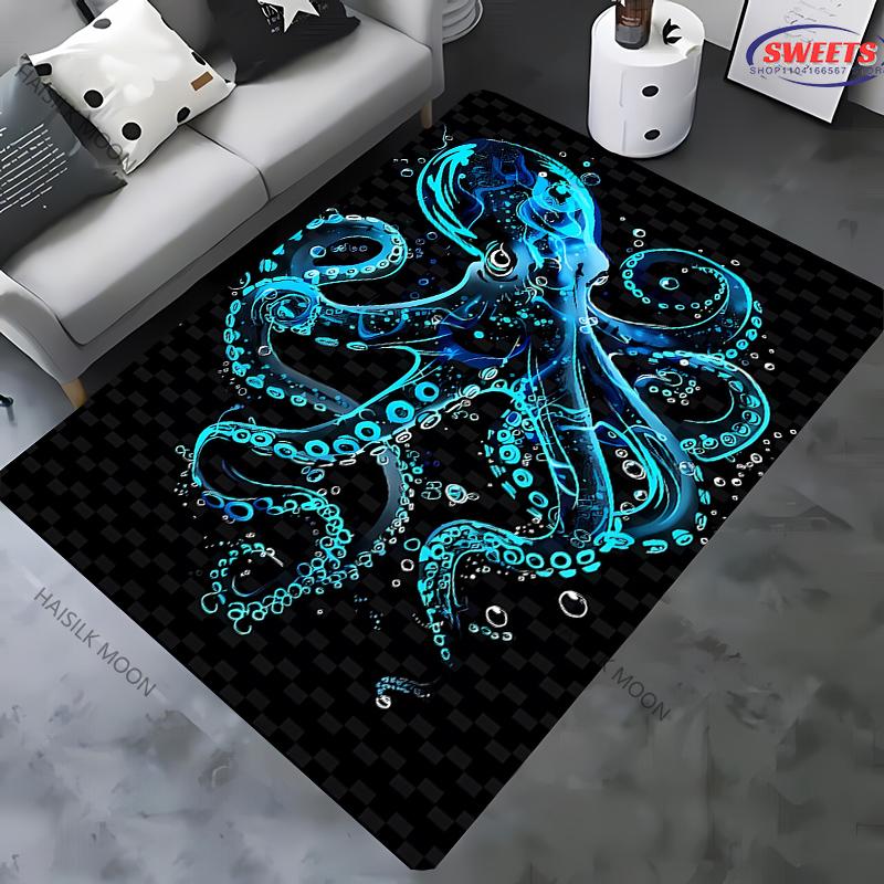 Octopus Theme Printed Rug for Living Room Large Area Decorate Carpet Non-slip Sofa Mat Modern Home Fashion Floor Mats