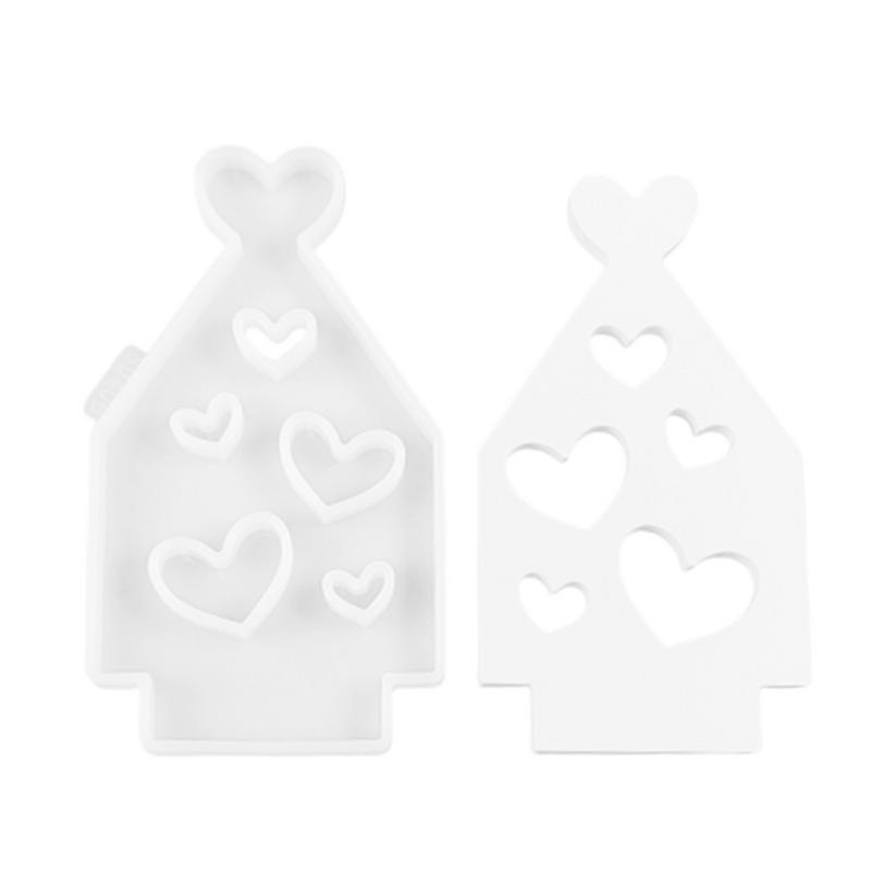 Heart Shape House Silicone Mold Love Houses Concrete Moulds Casting Molds Gypsum Candle Holder Ornaments Resin Mould Home Decor