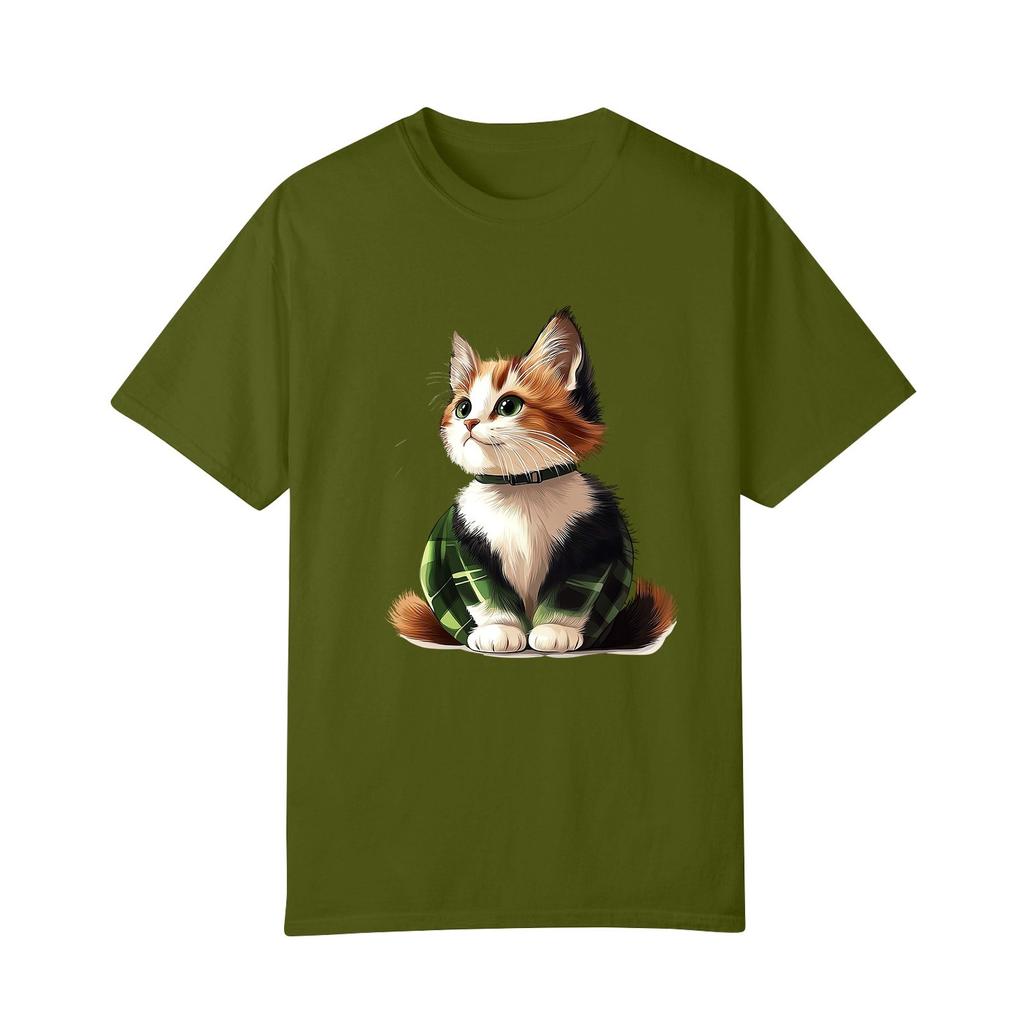 Tricou de damă la modă, cu imprimeu, cu gât rotund și mâneci scurte, pulover