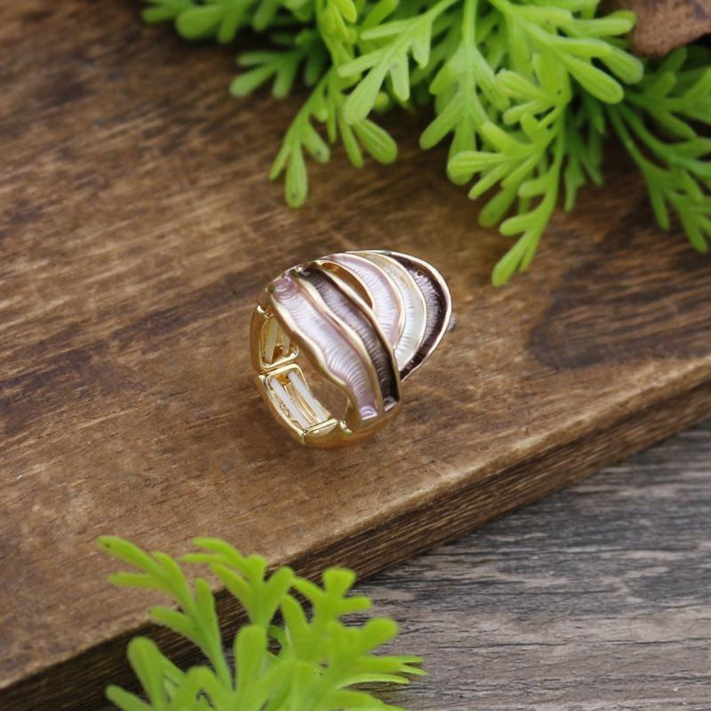 New enamel color hollow geometric line elastic ring women's fashion versatile irregular line ring