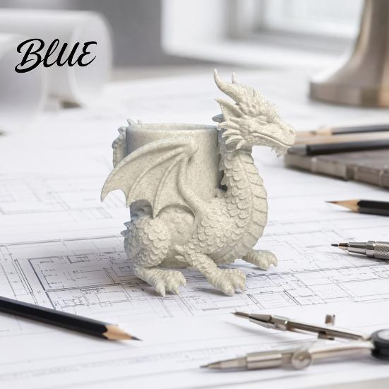 Green Plant Flower Pot 3D Printed Dragon Desk Planter Creative with Storage Artistic Versatile Desktop Storage Figurine Decor for Home Office,