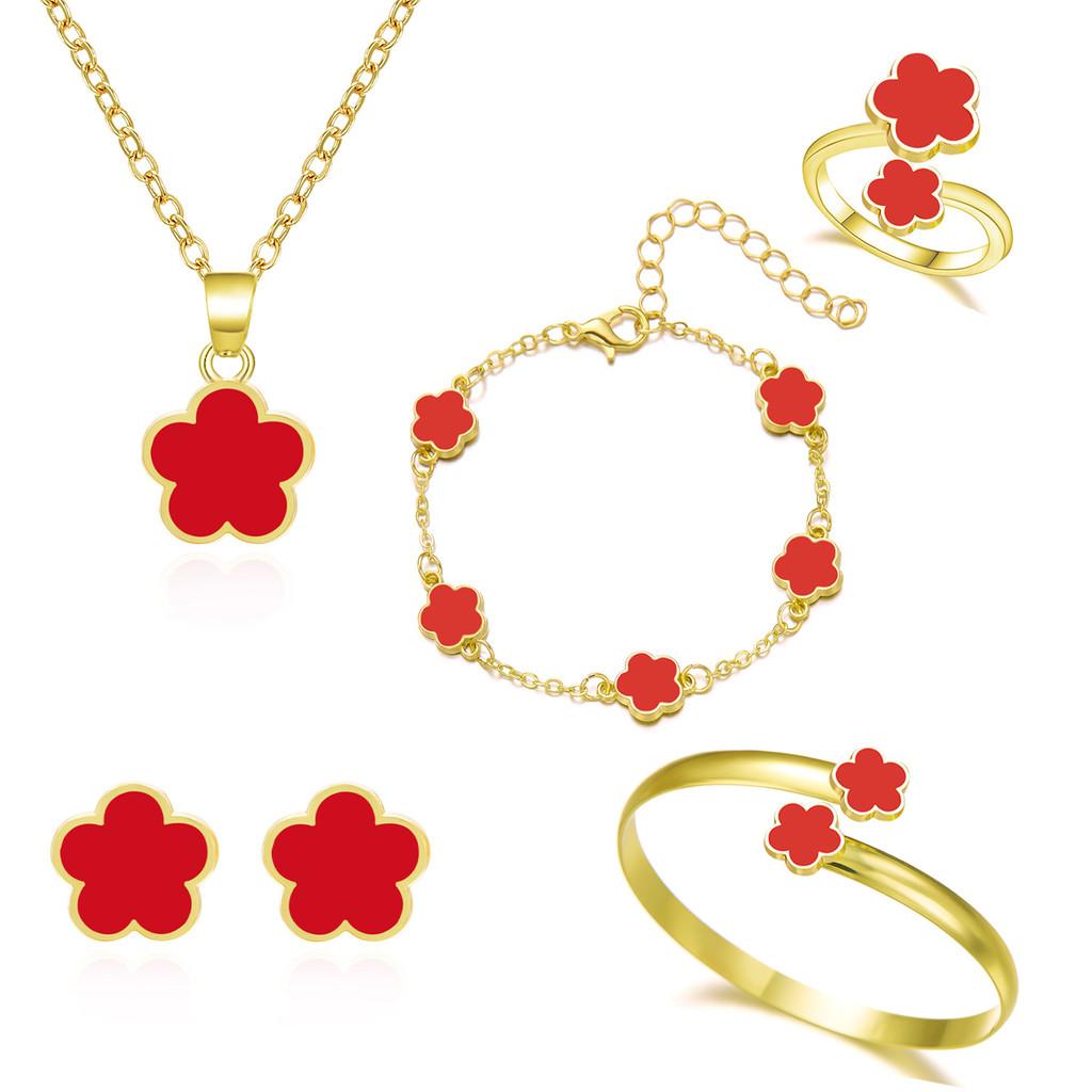 Floral Petals Jewelry Set For Women With Alloy And Plate Material Perfect For Gift Occasions