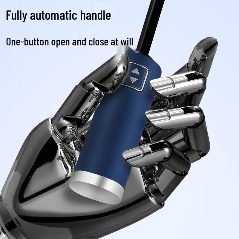 XuQing Automatic 16-Rib Frosted Handle Black-Coated Folding Umbrella