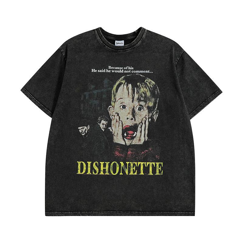 American Trendy Brand Washed Old Short-Sleeved T-Shirt Men'S And Women'S Vintage Hip-Hop Retro Vintage Half-Sleeved T