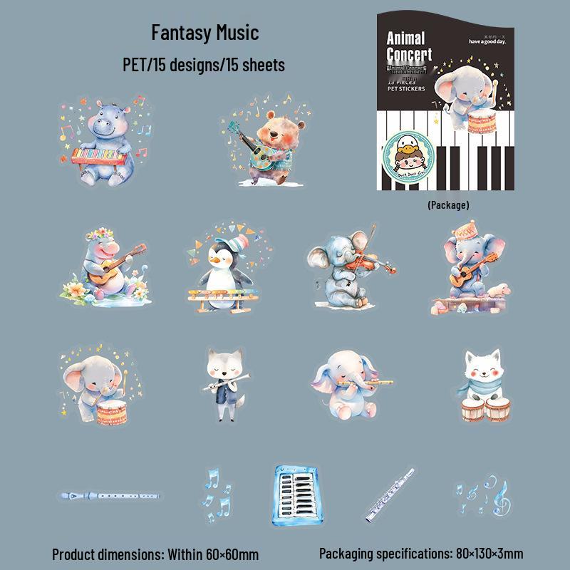 Beautiful Day Animal Concert Scenery Stickers - 6 Types DIY Decorative Material