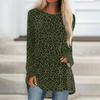 Women's Leopard Print Long Sleeve Casual Tunic Tee Shirt with Neck