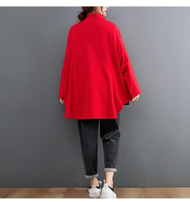 Women's Plus Size Irregular Big Size Tops Turtleneck Long Sleeve Patchwork Hoodie Sweatshirt with Pocket