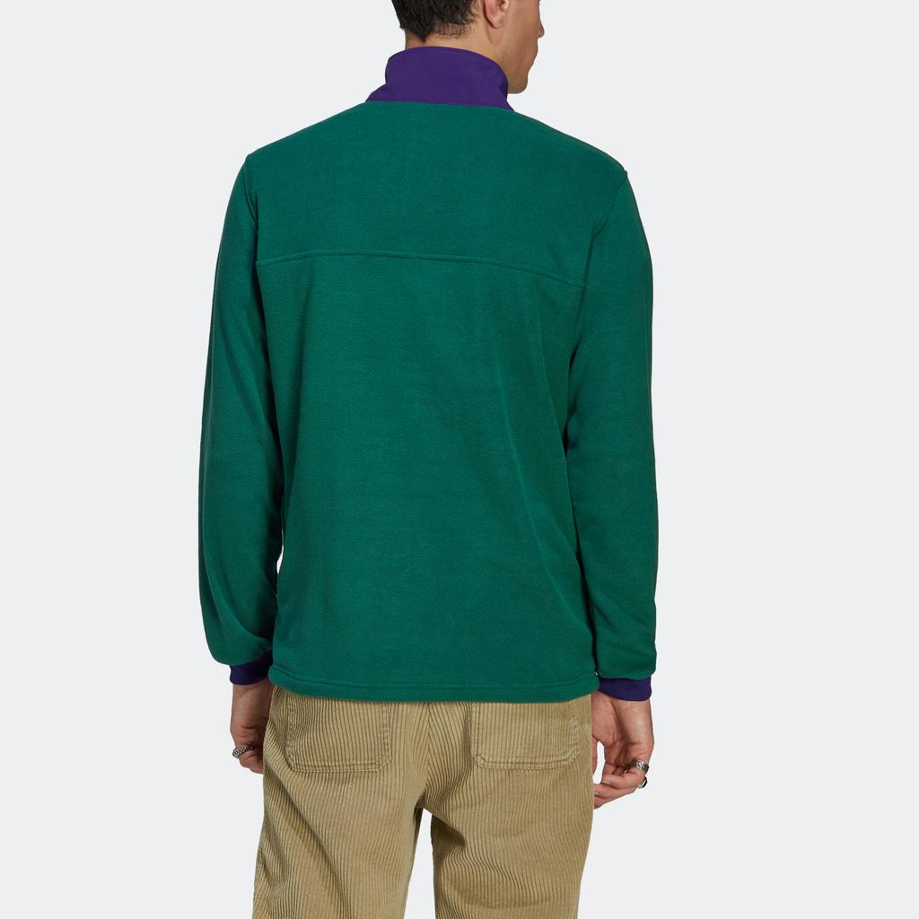 Adidas Originals Adicolor Trefoil Snap Fleece Embroidered Stand Collar Sweatshirt Men Sweatshirt Green II8483