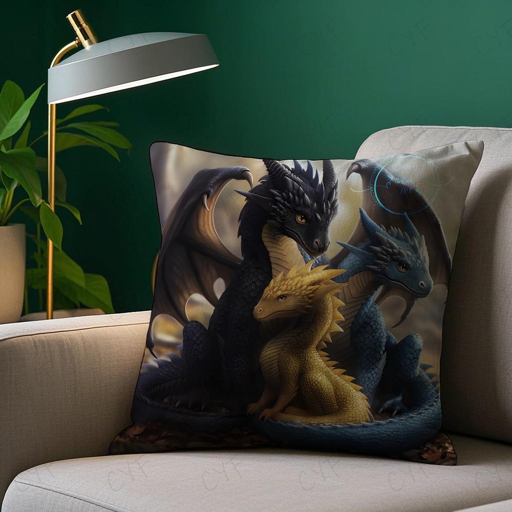F-Fourth W-Wing Dragon Pillow Case Pillowcase Anti-dustmite Pillow Invisible Zipper Silky Short Plush Sofa Cushion Cover