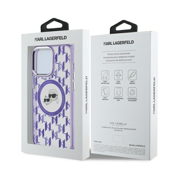 Karl Lagerfeld Klhmp15Lhmckmhu Iphone 15Pro 6.1 Fioletowy/Purple Iml Monogram Karl&Choupette Head Magsafe