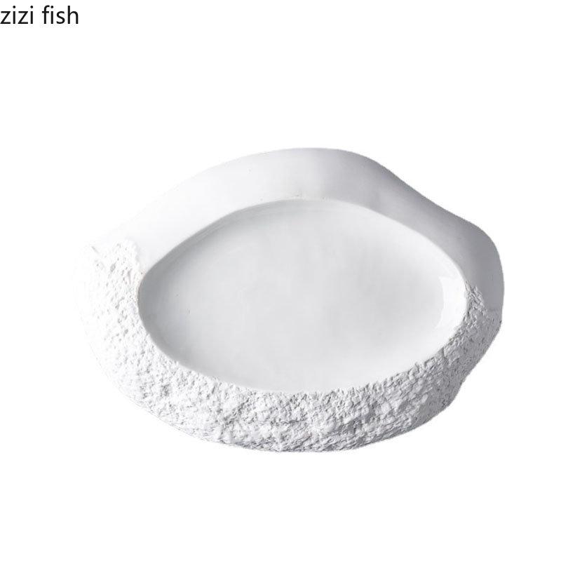 Ceramic Dinner Plate 12 Inch Irregular Steak Plate Pasta Plates Dessert Plates Snack Dish Salad Dish Household Tableware