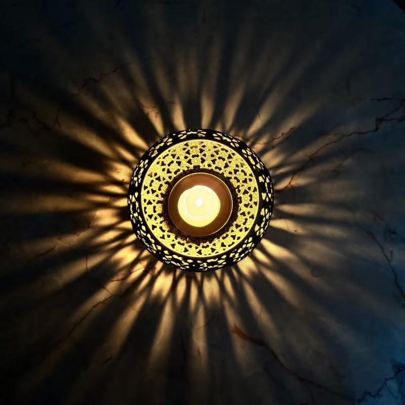 Europejski kulisty pusty świecznik Maroko, świąteczna dekoracja retro do starego domu