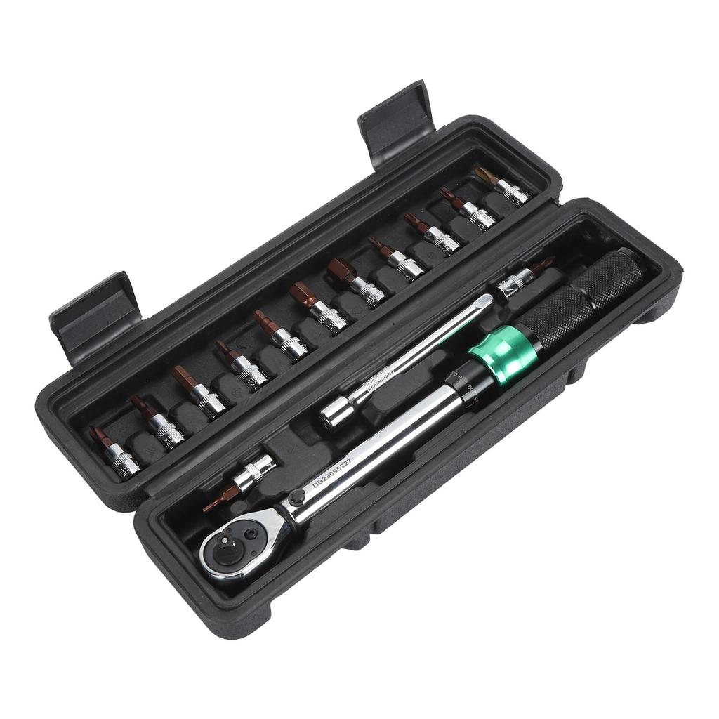 15Pcs Torsion Wrench Set Multifunctional Stainless Steel Wrenches 1 4 Drive 5‑25Nm Black