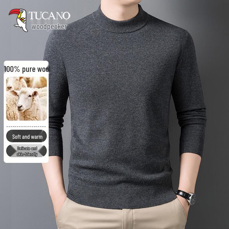 TUCANO Men s 100% Wool Semi-High Collar Pullover Sweater M