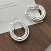 925 Sterling Copper Vintage Earrings For Women Trendy Simple Round Strip Earring Zircon Prevent Allergy Party Accessories Gift