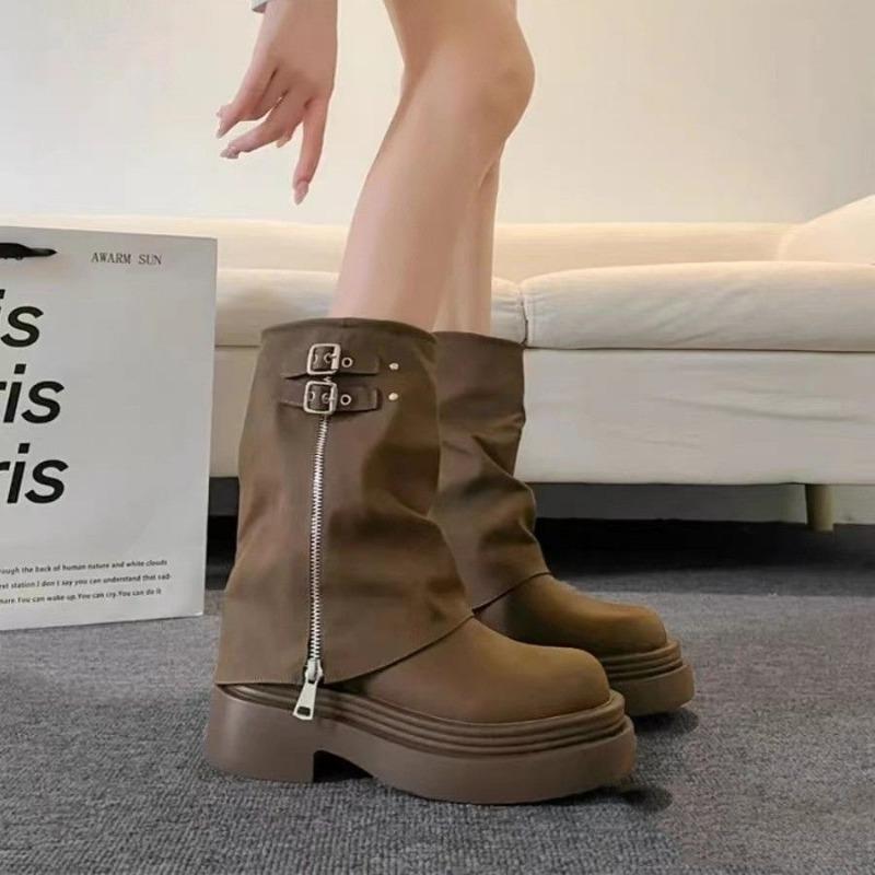 Martin small style thick-soled new short boots women's retro stacked thin student shoes tide