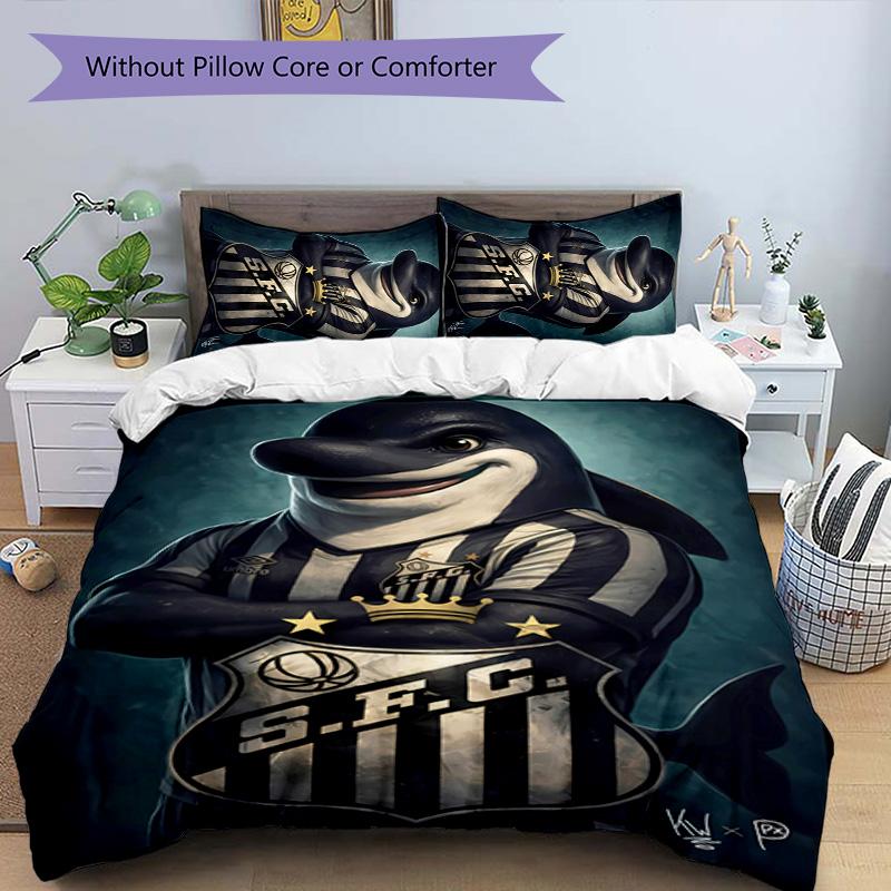 3pcs Santos SFC Logo Pattern Bedding Set Duvet Cover Set Includes Duvet Cover &pillowcases, Perfect All Season Bedroom Decoration & Gift