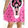 Cute Cartoon Girl Wearing Sunglasses Printed Children's Girl Casual Dress Short Sleeved A-line Dress Suitable for Birthday Gifts