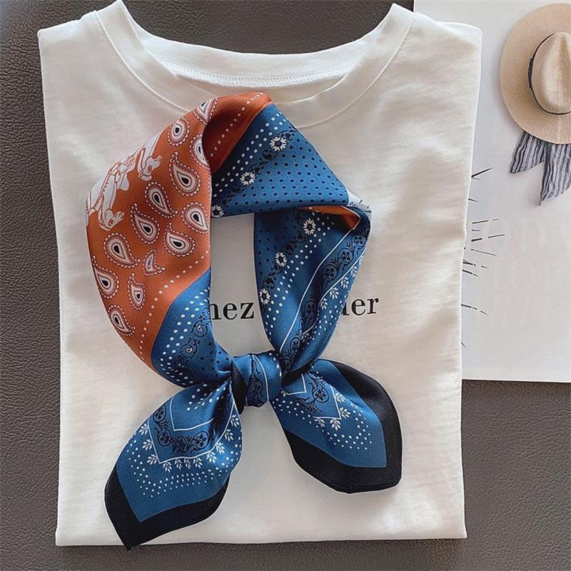 Cute polka dot silk mulberry silk scarf women's versatile small square scarf summer Korean version temperament decorative small scarf headband