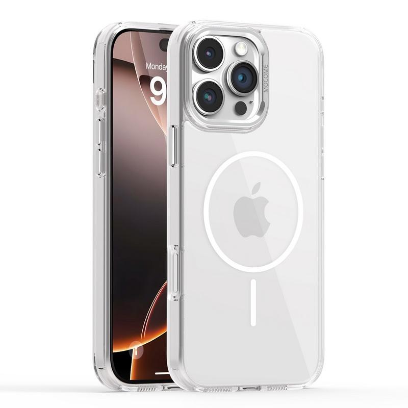 Genomskinligt Magsafe Magnetiskt Fodral För iPhone 16 Pro Max 15 Pro 14 13 12 11 Metallisk Linsram Genomskinligt Stötsäkert Mjuk Kantad Mobilskal