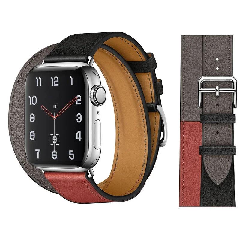 Genuine Leather Bracelet Strap For Apple Watch Band 45mm 49mm 41mm 44mm 42mm 46mm Leather Wristband iWatch Ultra 11 10 9 8 7 6 5