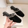 Rhinestone Fashion Outer Wear Bag Head Slippers 2025 Summer New Versatile Thick Heel Round Head One Pedal and Half Drag
