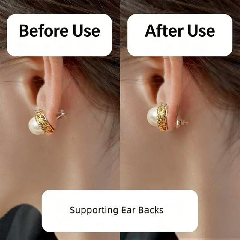 Set of 4 Secure Earring Backs Studs Diamonds Shape Locking Part Secure Locking Backing Earring Plugs for Delicate Ears