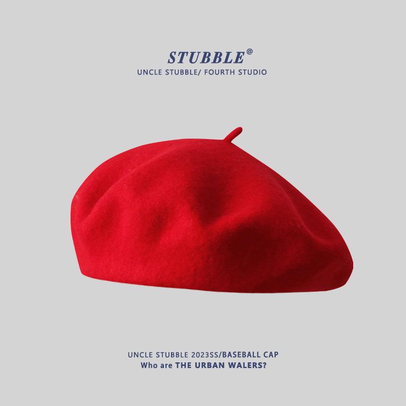 Women's Artistic Retro Wool Beret - Solid Color Autumn/Winter Hat