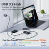 Qeefun USB Hub with Individual LED Power 10Gbps Data Extension Multiple USB Extender for USB Flash and More 4-Port 3.2 Switch, Transfer, 1.2M Cable,