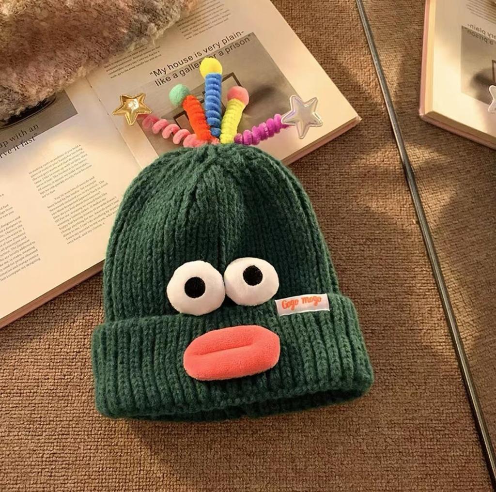 Style Versatile Hat Cute And Funny Big Mouth Womens Warm Hatscaps Knitted