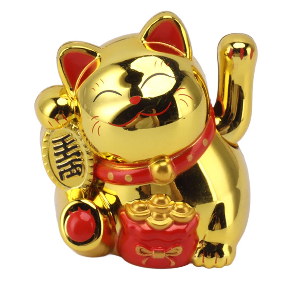 2 Inch Lucky Fortune Cat Vivid Lovely Solar Fortune Cat Statue for Decorating Front Desk Car Business Openings