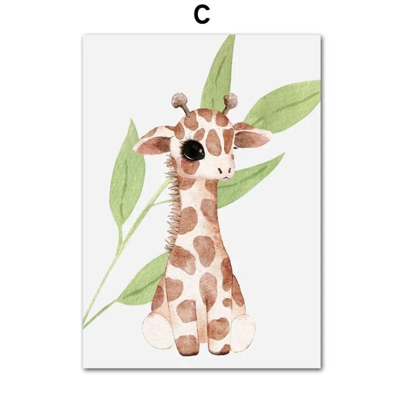 

Современный минималистский рисунок на стене с изображением животных, мультяшных животных, панды, льва, слона, леопарда, HD-принт, постер для украшения детской гостиной 21cm×30cm NoFrame