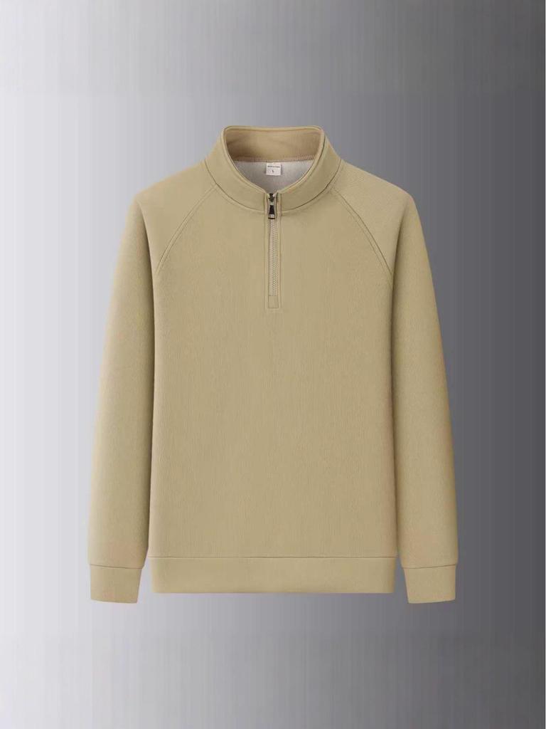 2025 Men's Trendy Zipper Stand Collar Sweatshirt - Spring/Autumn Solid Color