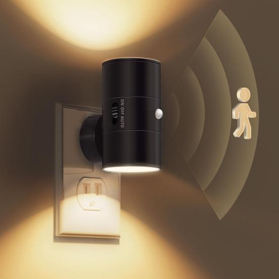 Motion Sensor Night Light with Dimmable Warm White LED Dual-Sided Lighting 90-degrees Rotatable Wall Sconce Light for Bedroom Hallway Kitchen