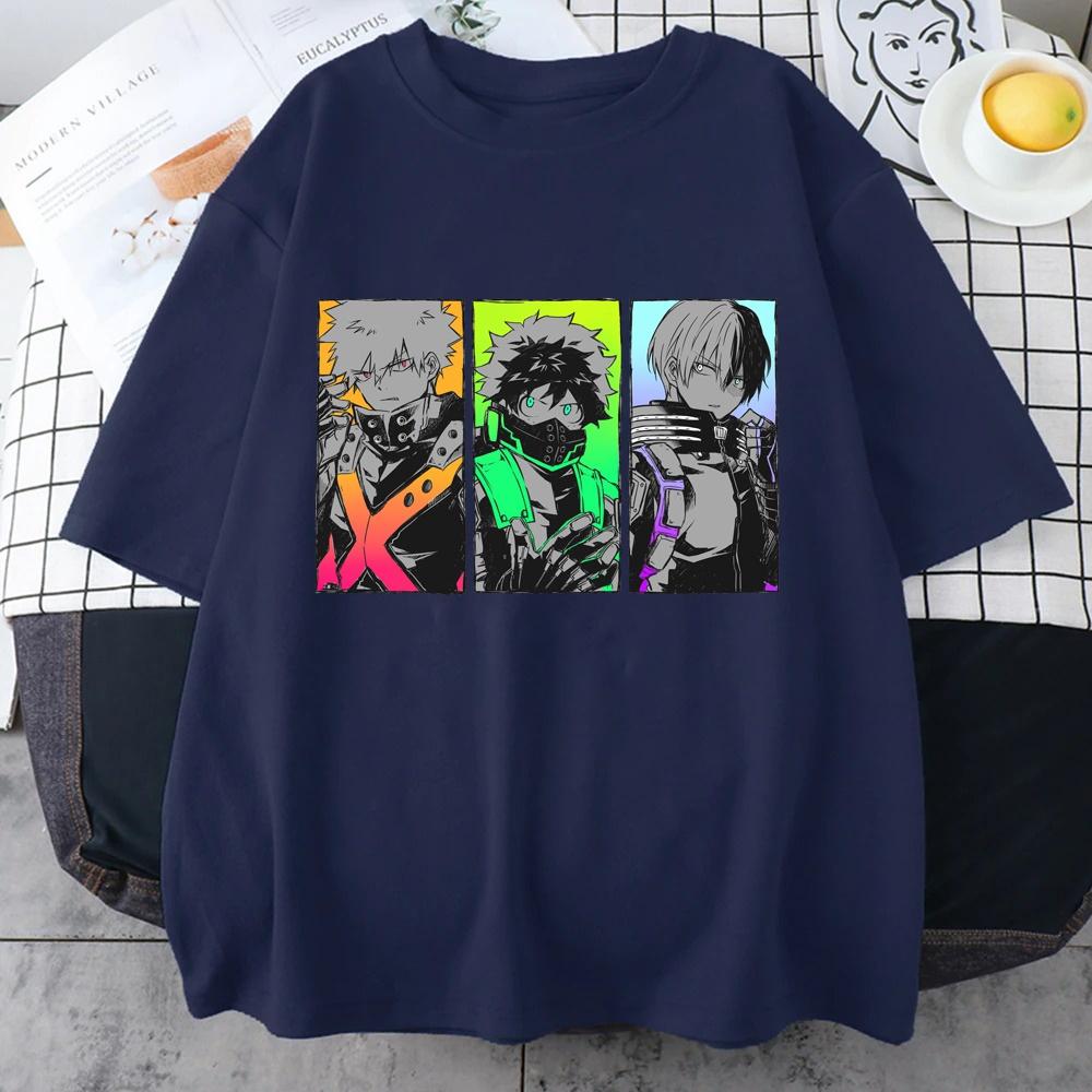 Neues Deku Bakugou Katsuki Todoroki Shoto Grafikdruck Cooles T-Shirt Rundhals Locker Kurzarm Tops