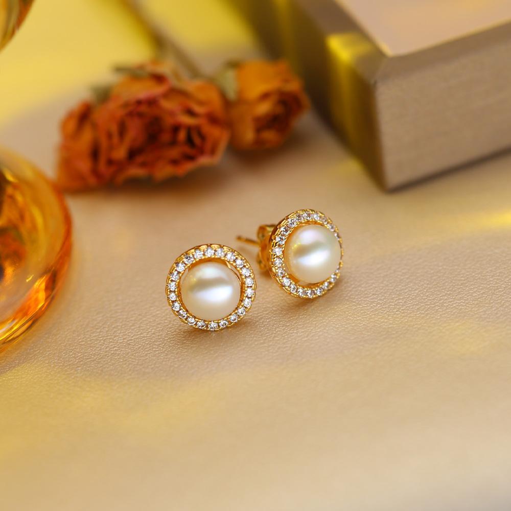 Brincos de Pérola de Água Doce Natural Moda Zircônia Cúbica Pérola Brincos de Pino Para Mulheres Joias de Festa