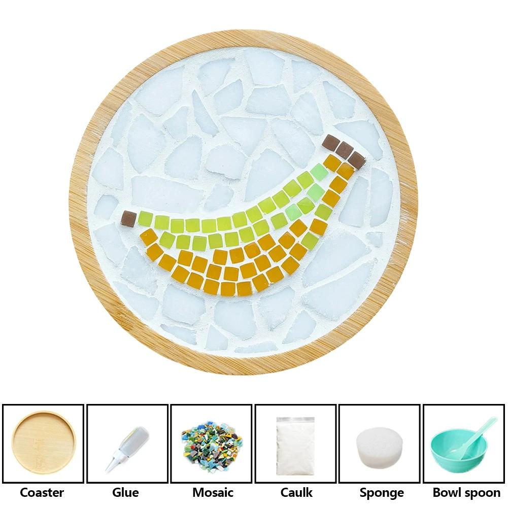 Heat-resistant Cup Mat Fruit/Animals Mosaic Coasters Handmade DIY Bamboo Mica Pad Creation Handicraft