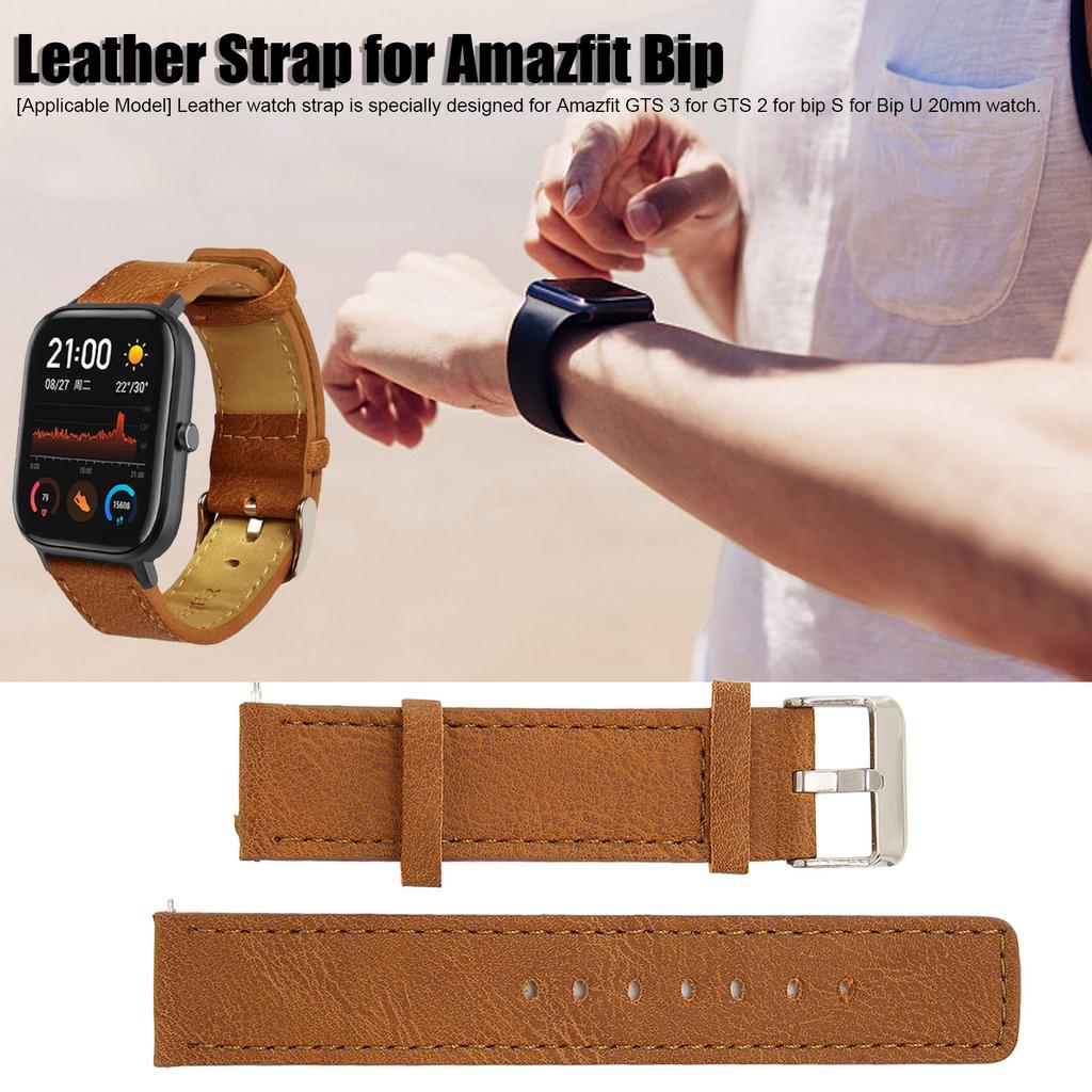 20mm Leather Strap Replacement Buckle Strap Wrist Band for   GTS 3 for GTS 2 for Bip S for Bip U