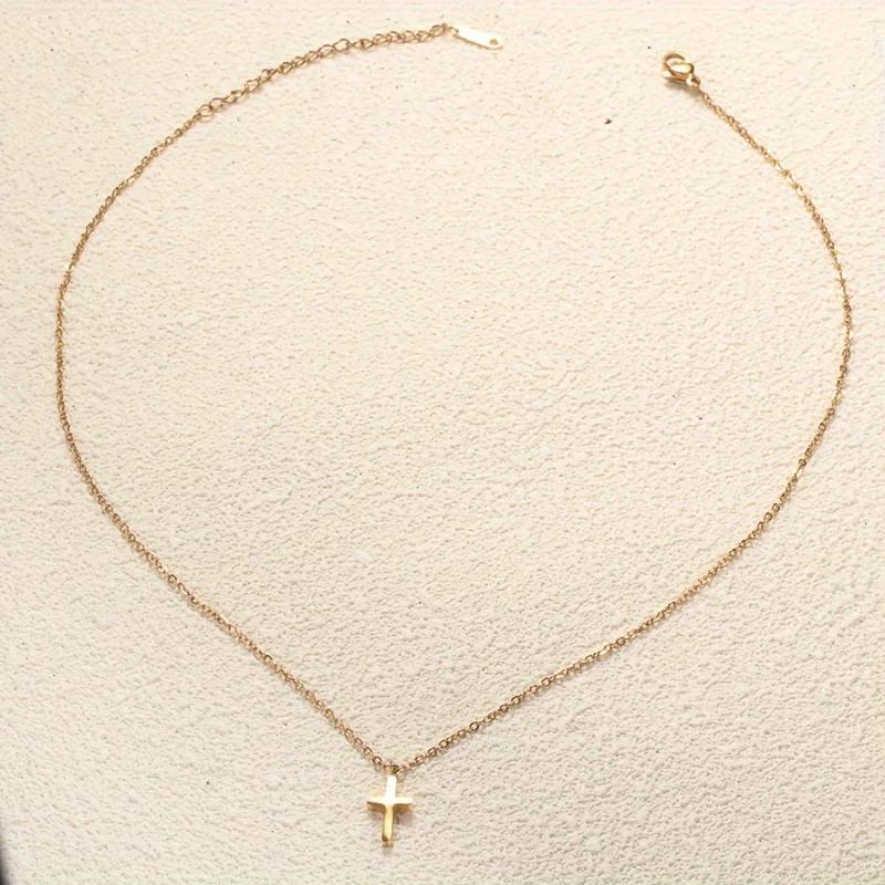 Europe And The United States Fashion Glossy Cross Pendant Necklace Men And Women Personalized Simple Design Accessories Gift