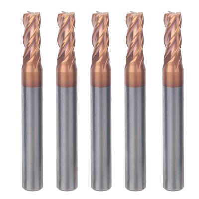 5mm 4 Flutes Nano Coating Spiral End Mill Tungsten Steel CNC Milling Cutter Bit (5pcs)