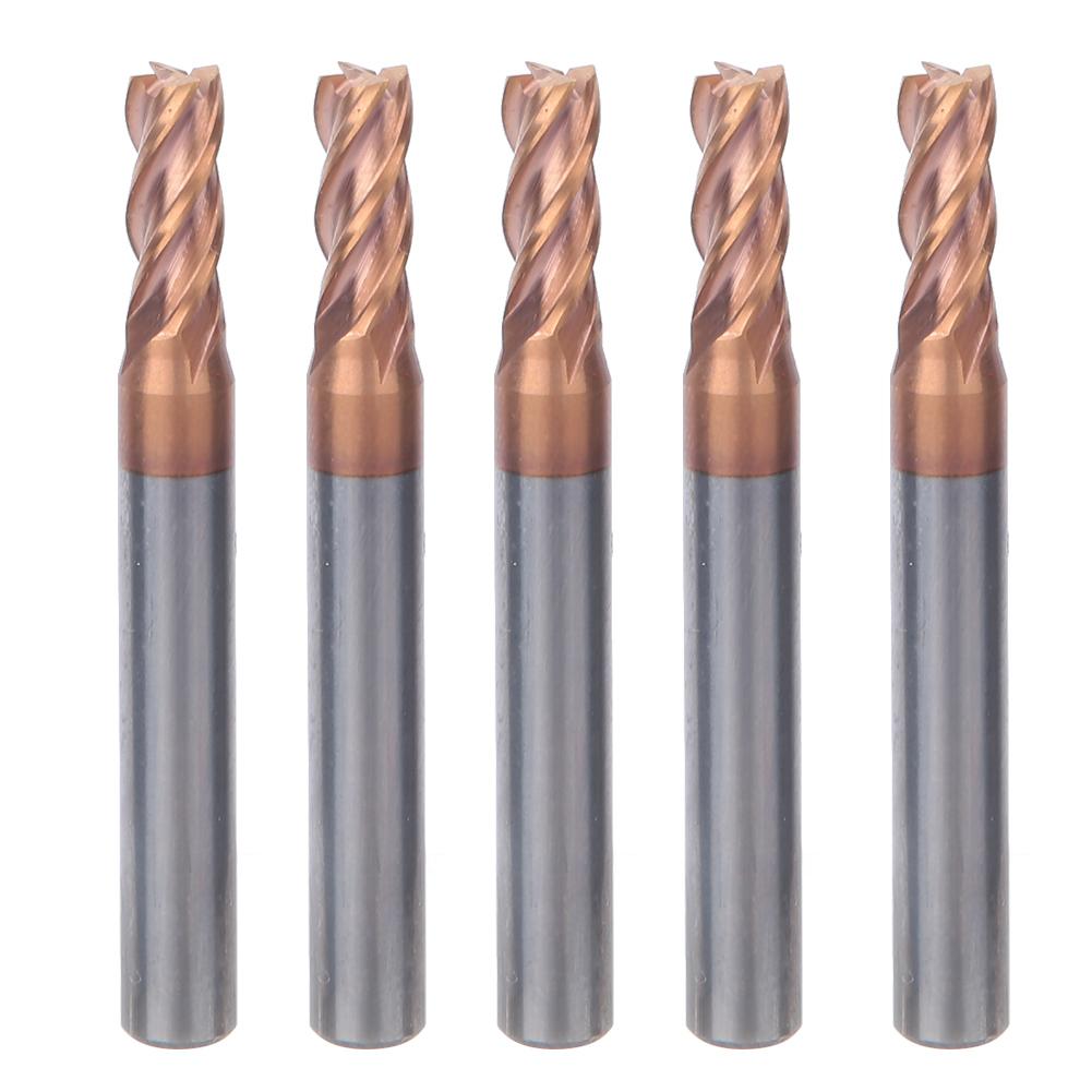 5mm 4 Flutes Nano Coating Spiral End Mill Tungsten Steel CNC Milling Cutter Bit (5pcs)