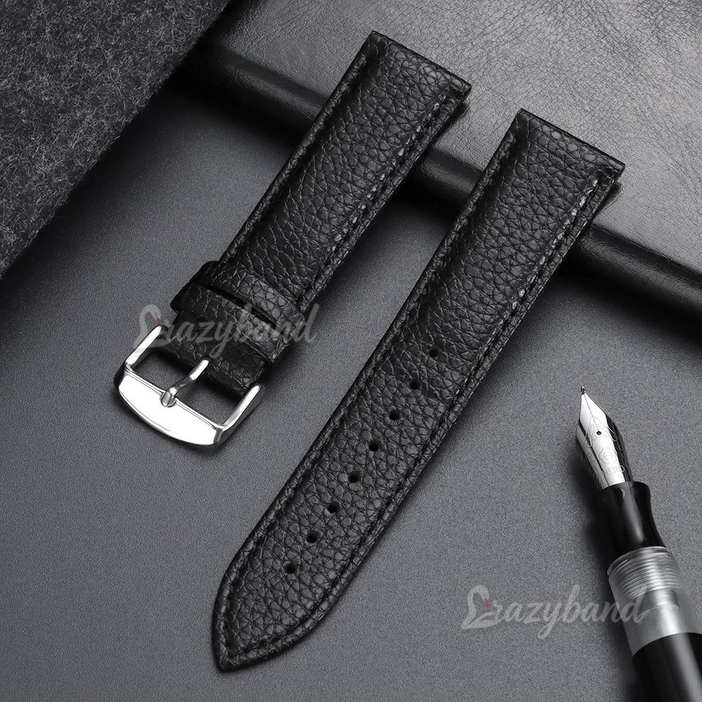 10/12/14/16/18/19/20/21/22mm Litchi Pattern Leather Watch Band Straps Men Women High Quality Universal Brown Wristband with Tool