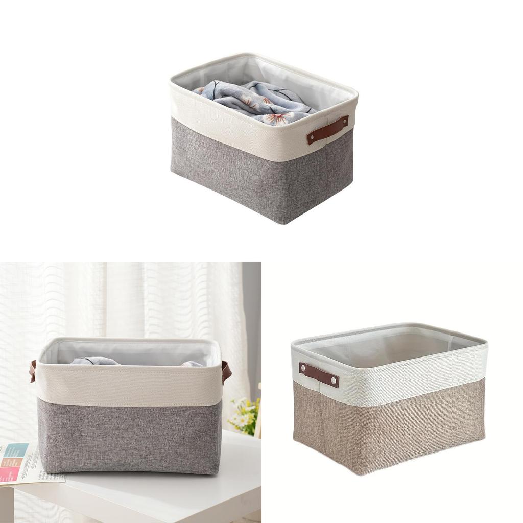 Cotton Linen Eva Thick Collapsible Storage Basket With Handles For Bedroom And Living Room Organization