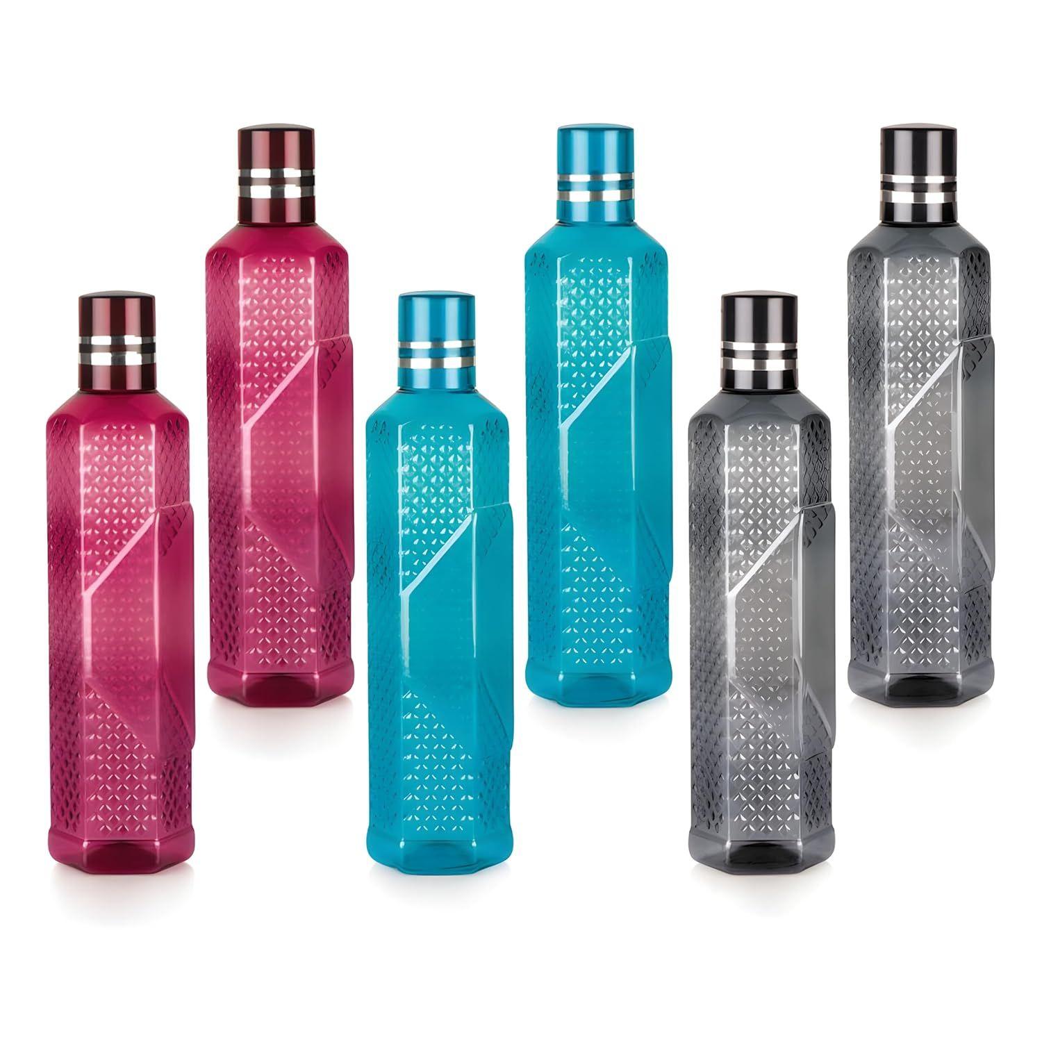

Unbreakable Plastic Water Bottle I Leak Proof I BPA Free Food Grade Fridge Water Bottle I Ideal for Gym, 1 Litre Each, Set of 6, Assorted Set of 6