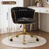 Swivel Bar Stool with Casters, High-Legged Makeup Chair, Adjustable Dressing Stool with Backrest, Streamlined Design for Home Beauty.