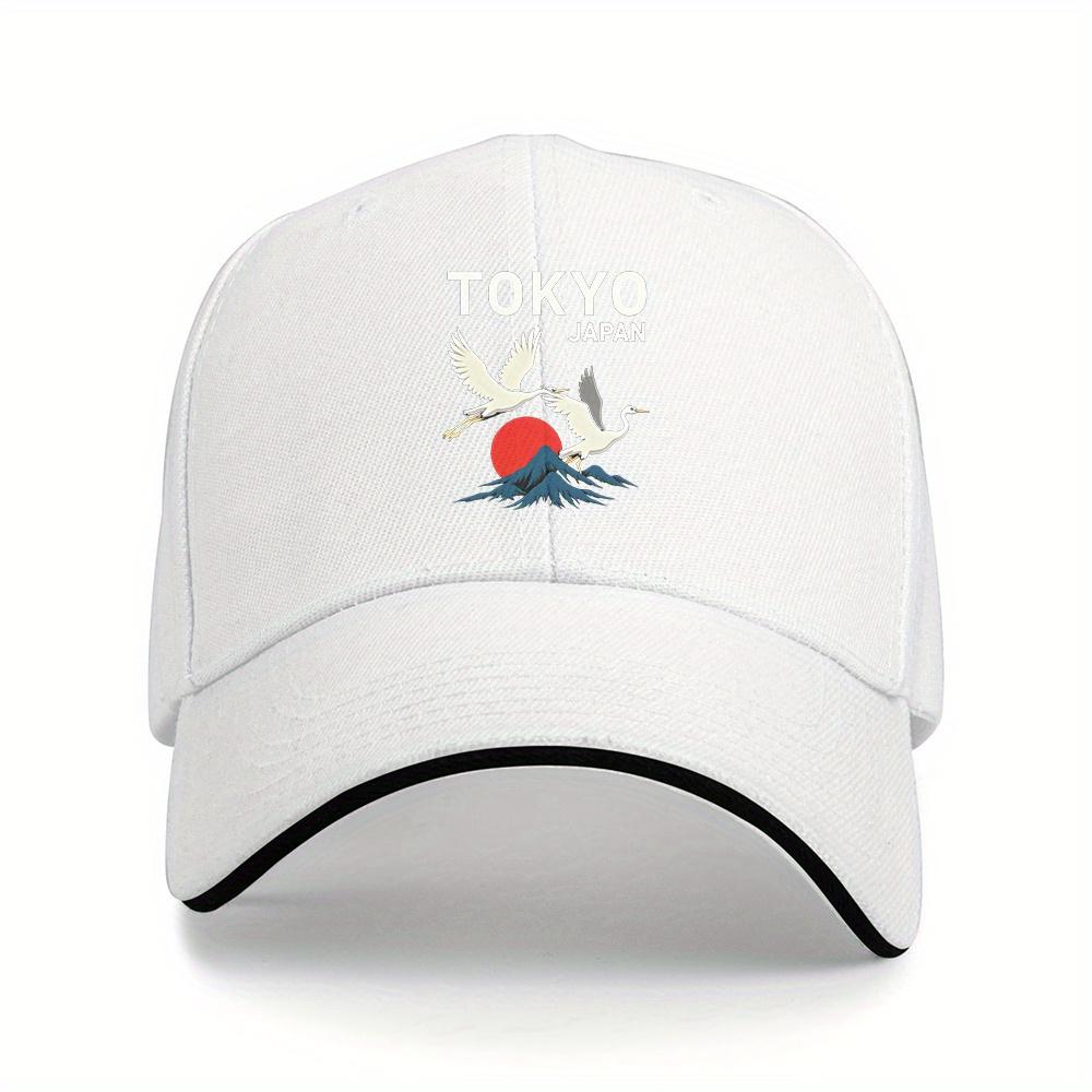 1pc Graphic Text Flying Cranes Mount Fuji and a Red Sun Printed Cap  Unisex Trucker Hat  Suitable for All Seasons