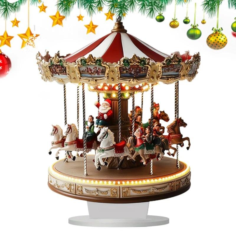 2D Flat Vintage Holiday Acrylic Carousel Shape Desktop Decoration, Home Decor Plaque Hanging Wall Art Decorative Garden Decoration for Room Door Signs 25*20CM
