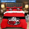 3PCS Soccer Team Crest Design Printed Soft Bedding Set,Including 1pc Duvet Cover And 2pcs Pillowcases Perfect for Bedroom, Dormitory, Fan gift